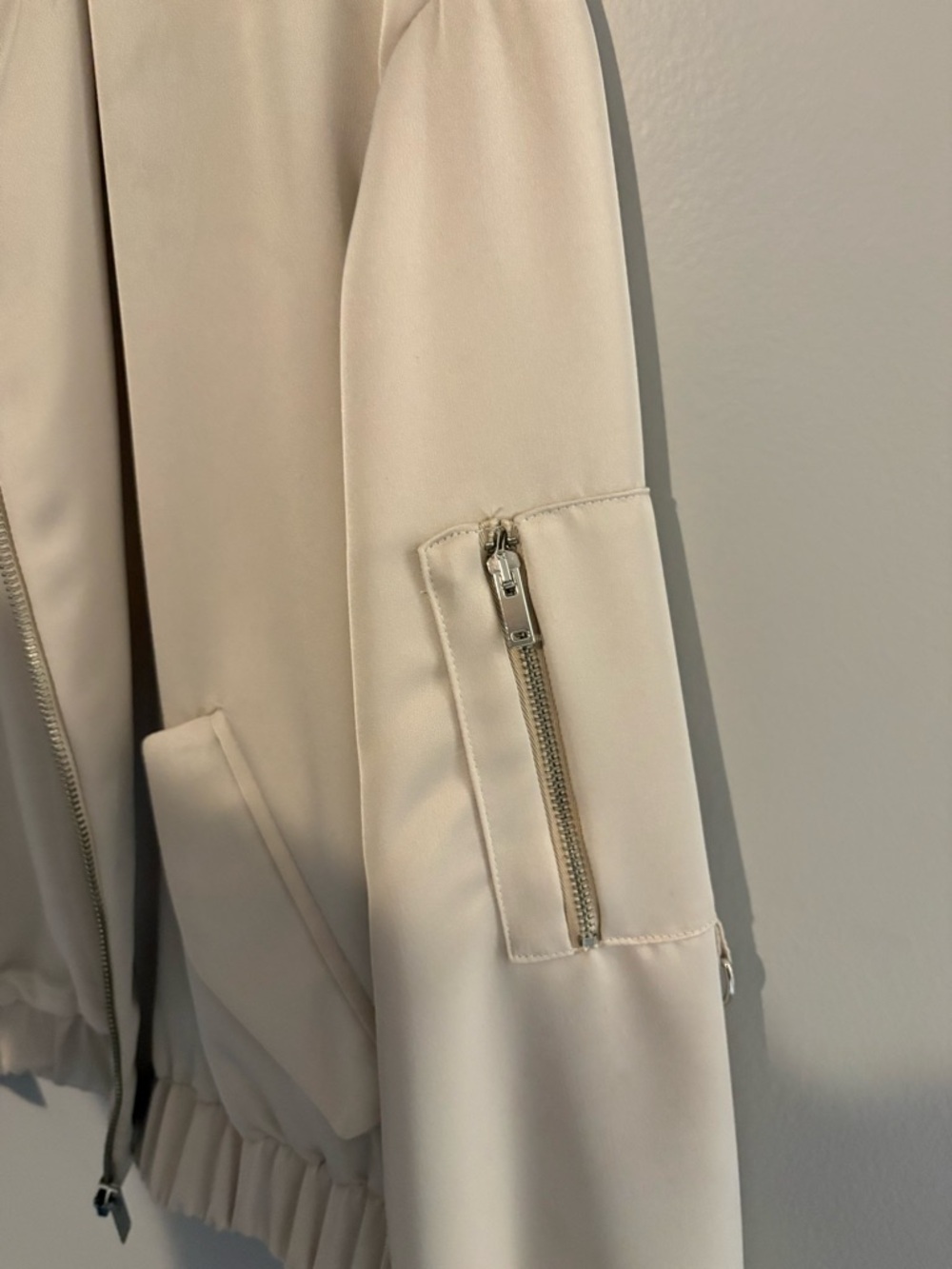 Zara Satin Light Cream Bomber Jacket - Picture 2 of 4